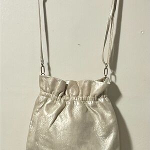 Hobo Large Silver Leather Pouch Shoulder Bag bridal purse